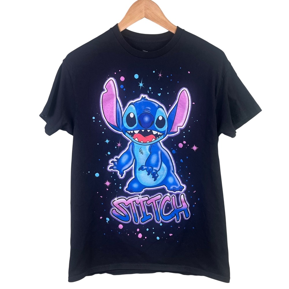 Disney Lilo Stitch Airbrush Graphic Coming‎ Going Short Sleeve T-shirt  Medium